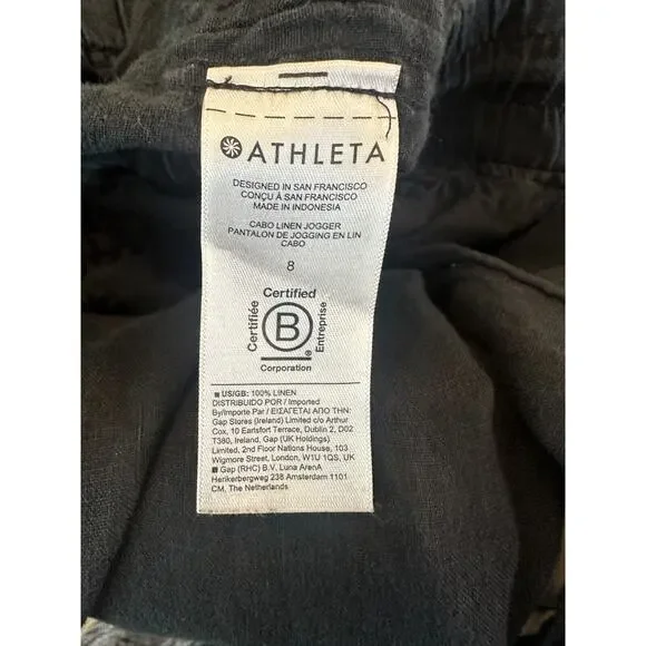 Athleta Cabo Linen Jogger Pant Faded Black Zip Pocket Pants Women's Size 8 - Picture 9 of 13